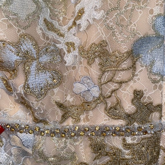 Mac Duggal - 11174 Long Sleeve Floral Accented Long Gown in Ice Blue - Picture 7 of 10